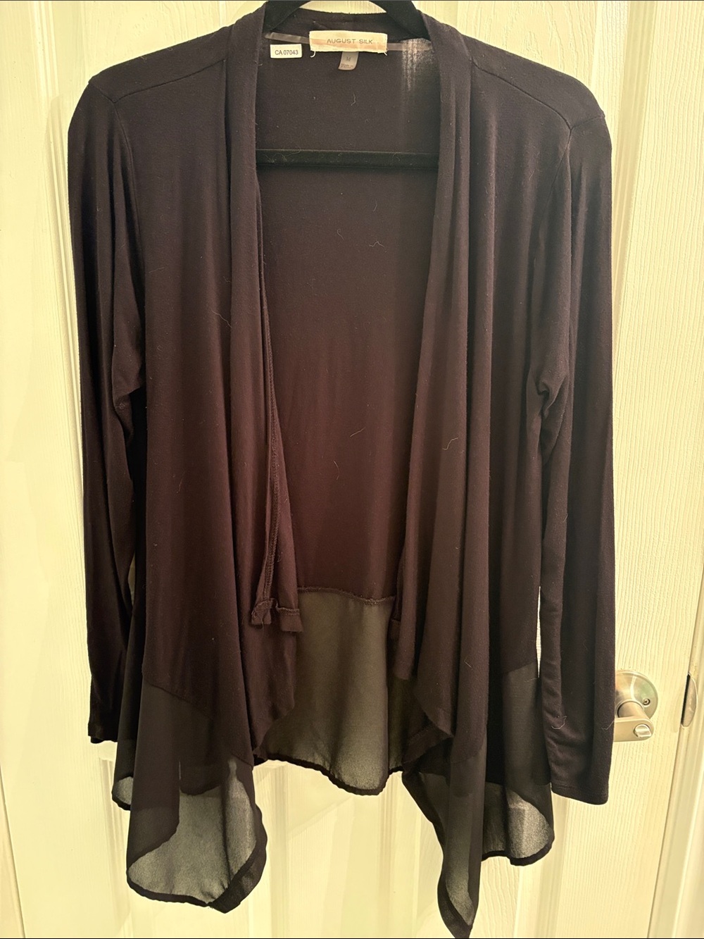 august silk Black Open Front Knit Cardigan